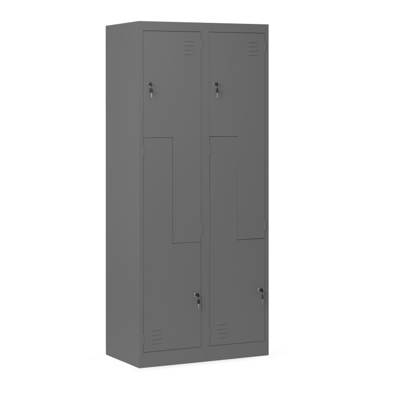 Szafa metalowa ubraniowa typu L JULIA, 800 x 1850 x 450 mm, antracytowa Szafa metalowa ubraniowa typu L JULIA, 800 x 1850 x 450 mm, antracytowa